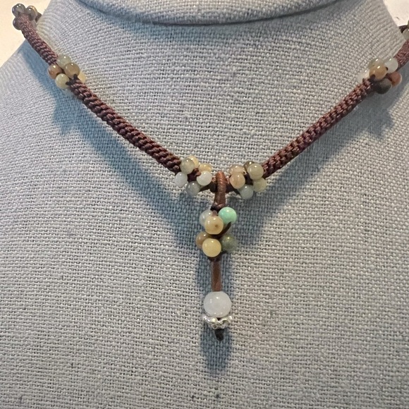 NWOT Genuine Natural Stone Beaded Choker Boho Necklace - Picture 2 of 5